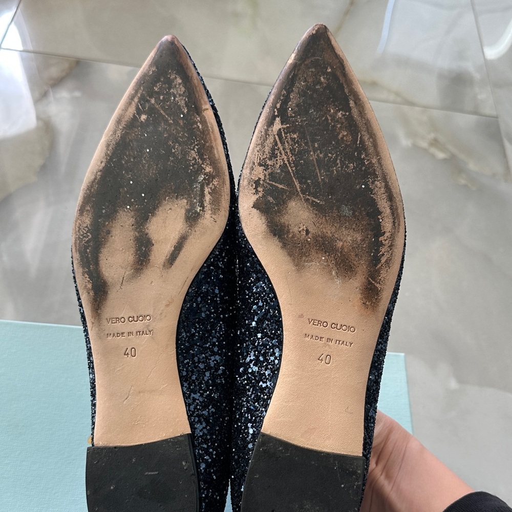Butter Navy Glitter Pointed Toe Flats - Picture 3 of 6